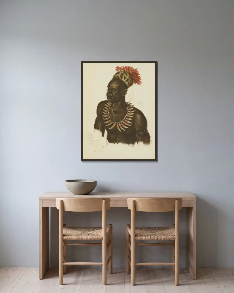 Louaho, chef Wagenia (Stanleyville) av Alexandre Jacovleff inramad på en vägg