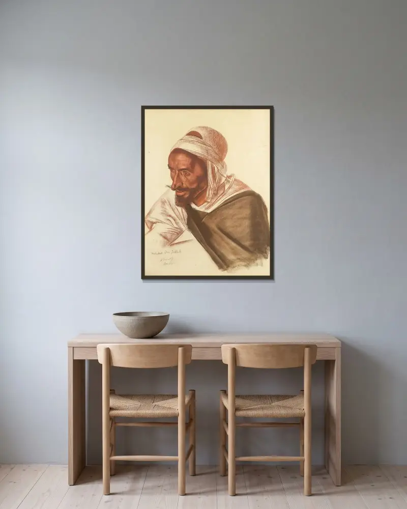 Porträtt av Mohamed ben Jellul av Alexandre Jacovleff inramad på en vägg
