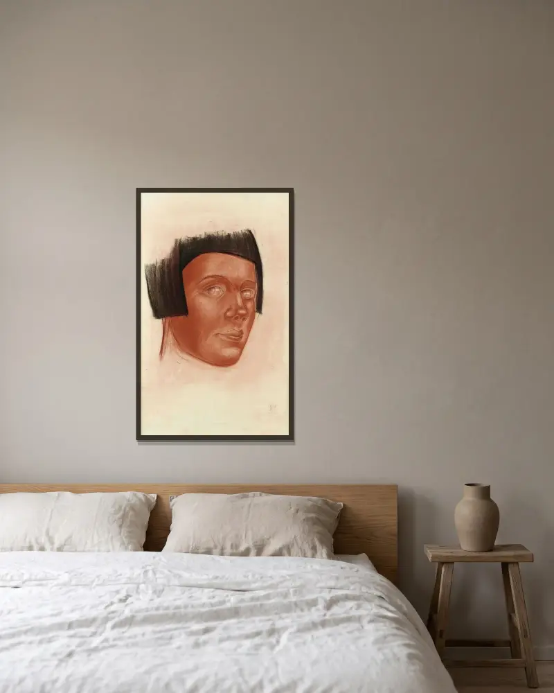 Porträt einer Frau von Alexandre Jacovleff gerahmt an einer Wand