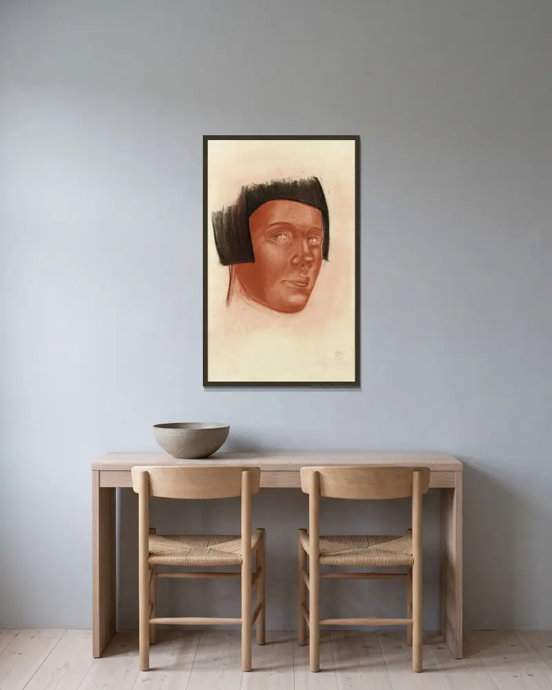 Porträt einer Frau von Alexandre Jacovleff gerahmt an einer Wand