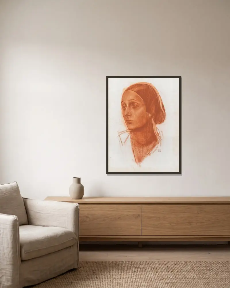 Portrait Of Anna Pavlova av Alexandre Jacovleff inramad på en vägg