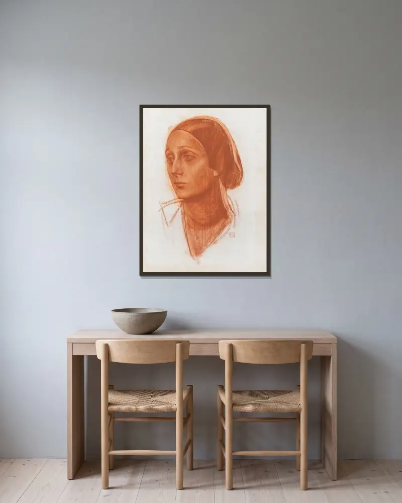 Portrait Of Anna Pavlova av Alexandre Jacovleff inramad på en vägg