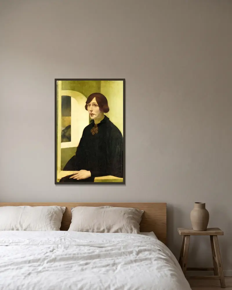 Porträtt av Irene von Radlov av Alexandre Jacovleff inramad på en vägg