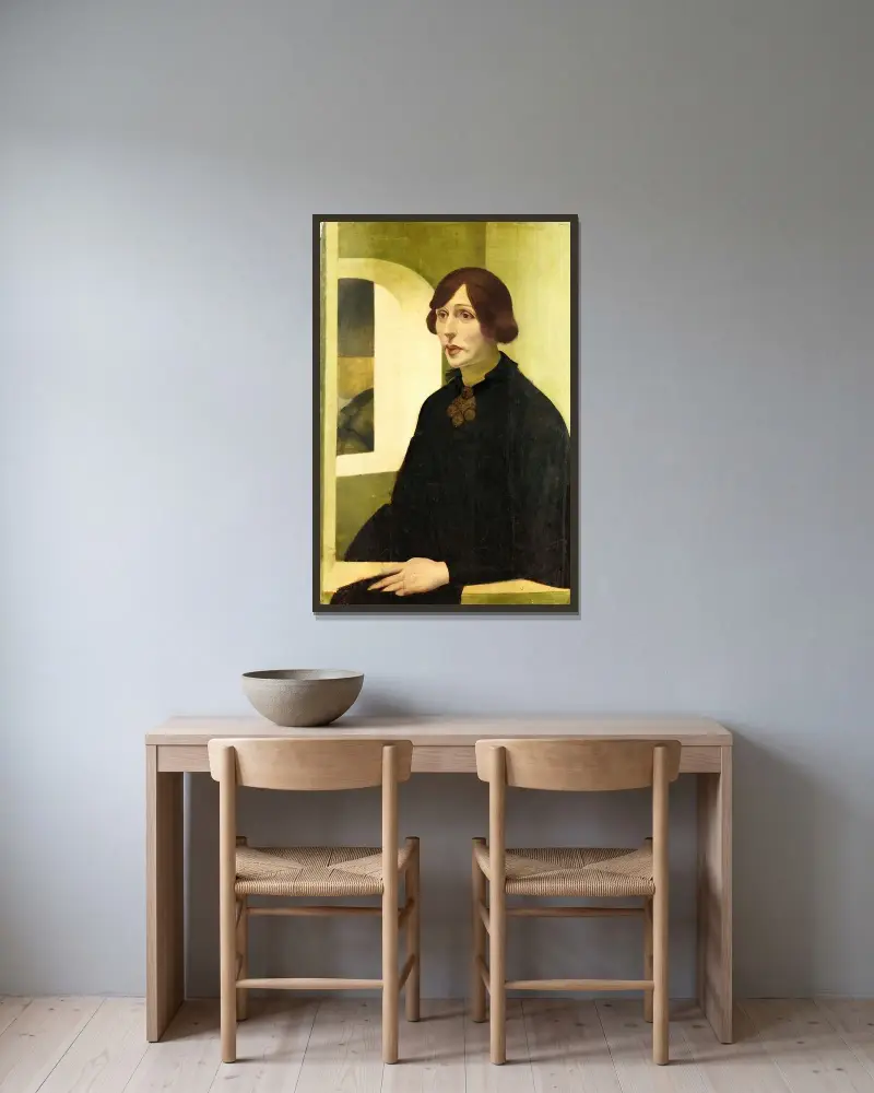 Porträtt av Irene von Radlov av Alexandre Jacovleff inramad på en vägg