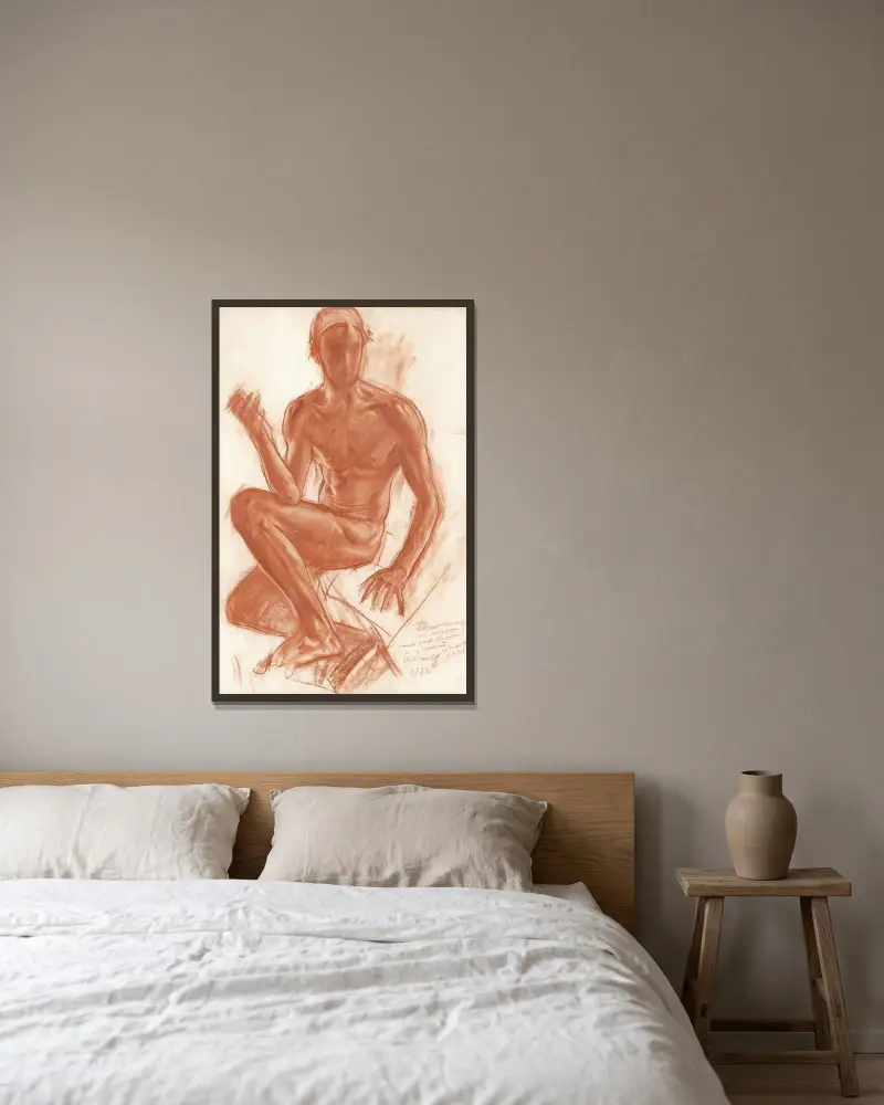 Selbstporträt von Alexandre Jacovleff gerahmt an einer Wand
