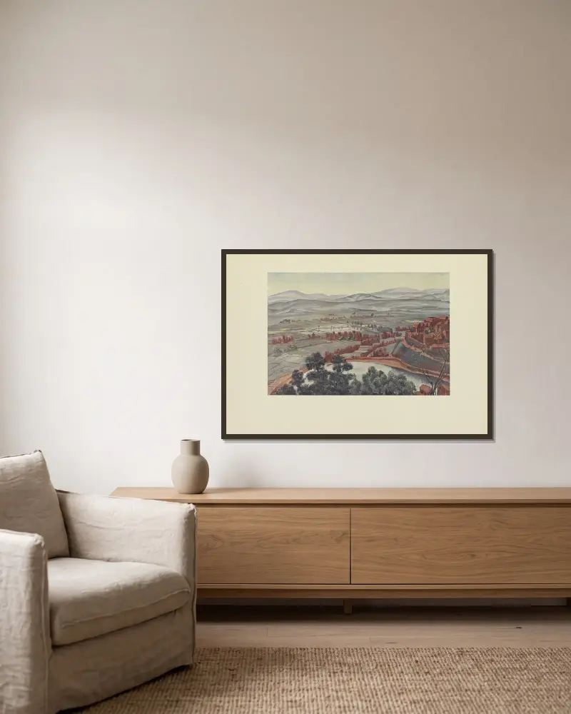 Tananarive, vue du Palais de la Reine av Alexandre Jacovleff inramad på en vägg