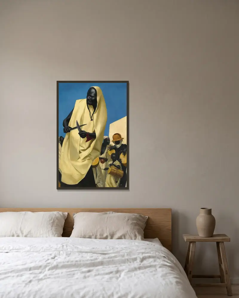 Kuli-Kuta-dansen, Niamey av Alexandre Jacovleff inramad på en vägg