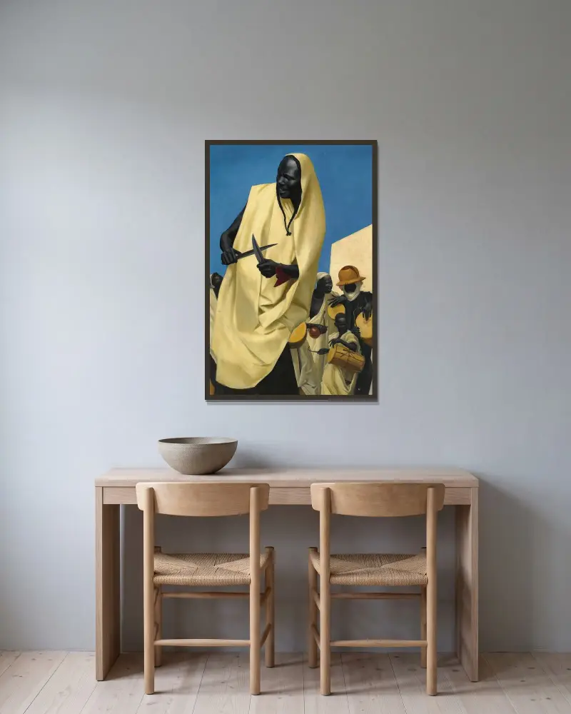 Kuli-Kuta-dansen, Niamey av Alexandre Jacovleff inramad på en vägg