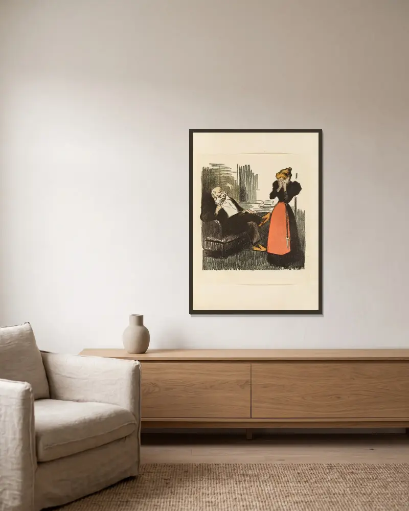 Ett ohederligt förslag av Théophile Alexandre Steinlen inramad på en vägg