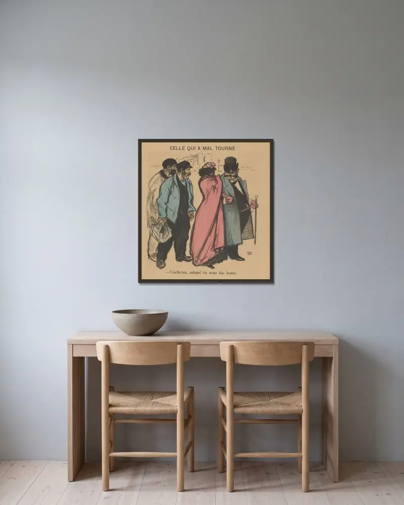Celle qui a mal tourné av Théophile Alexandre Steinlen inramad på en vägg