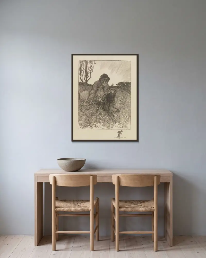 Sitzender Landstreicher, 1913 – Nr. 2 von Théophile Alexandre Steinlen gerahmt an einer Wand