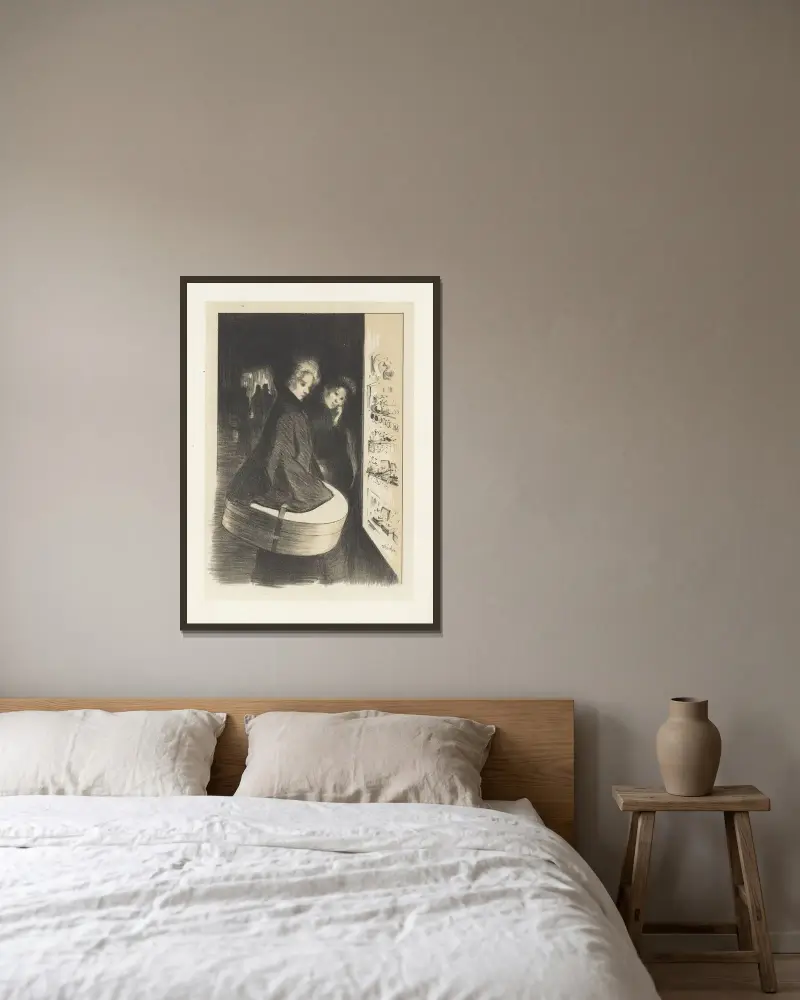 Convoitise av Théophile Alexandre Steinlen inramad på en vägg