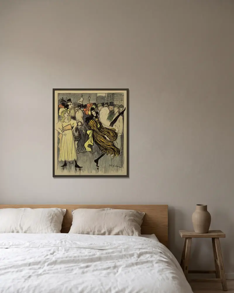 Skotsk dansös på en gata i London av Théophile Alexandre Steinlen inramad på en vägg