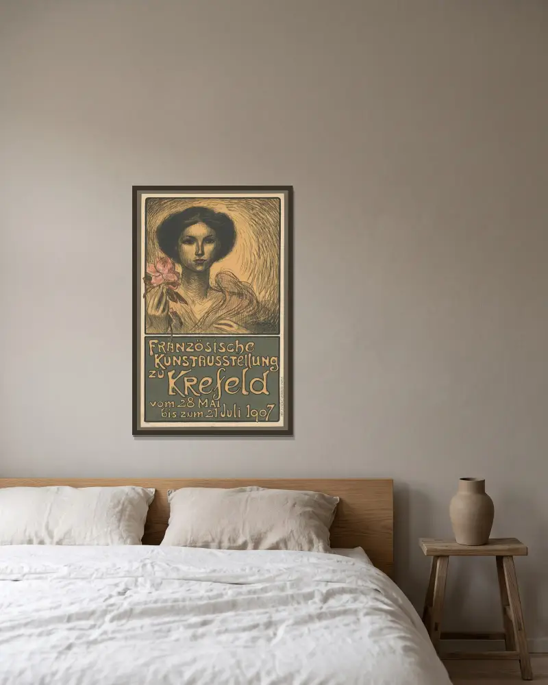 Fransk konstutställning i Krefeld av Théophile Alexandre Steinlen inramad på en vägg