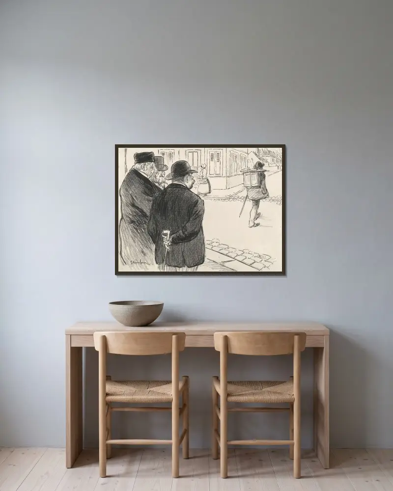 He Acts Like a Painter av Théophile Alexandre Steinlen inramad på en vägg