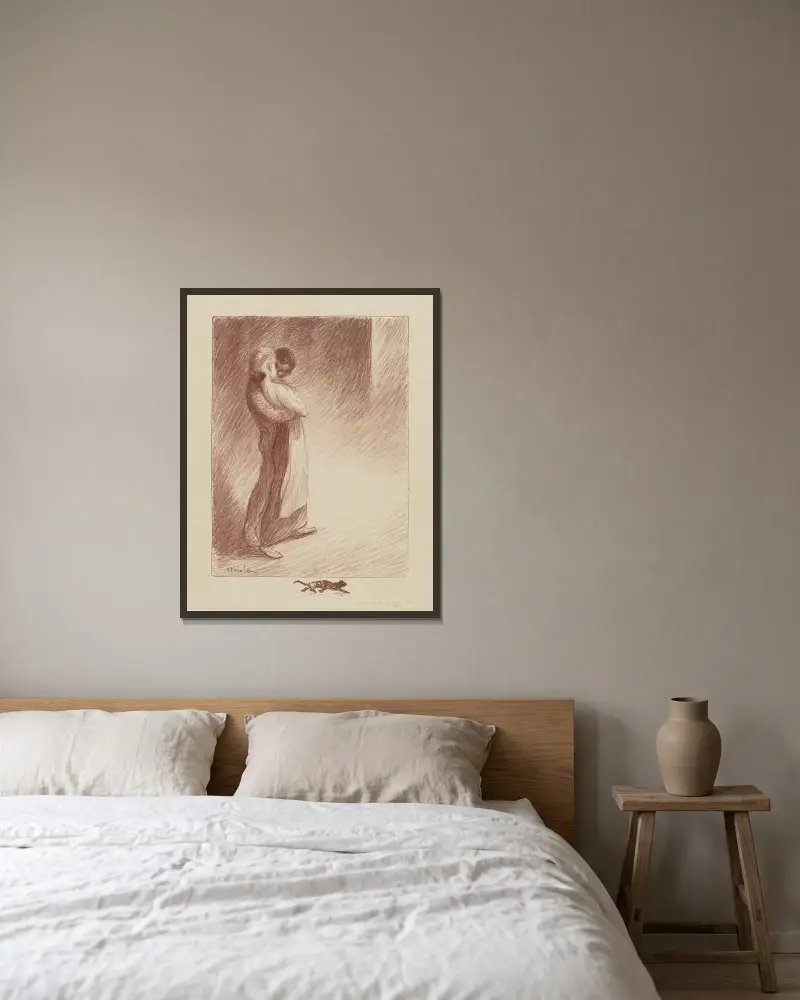 Förstadsidyll av Théophile Alexandre Steinlen inramad på en vägg