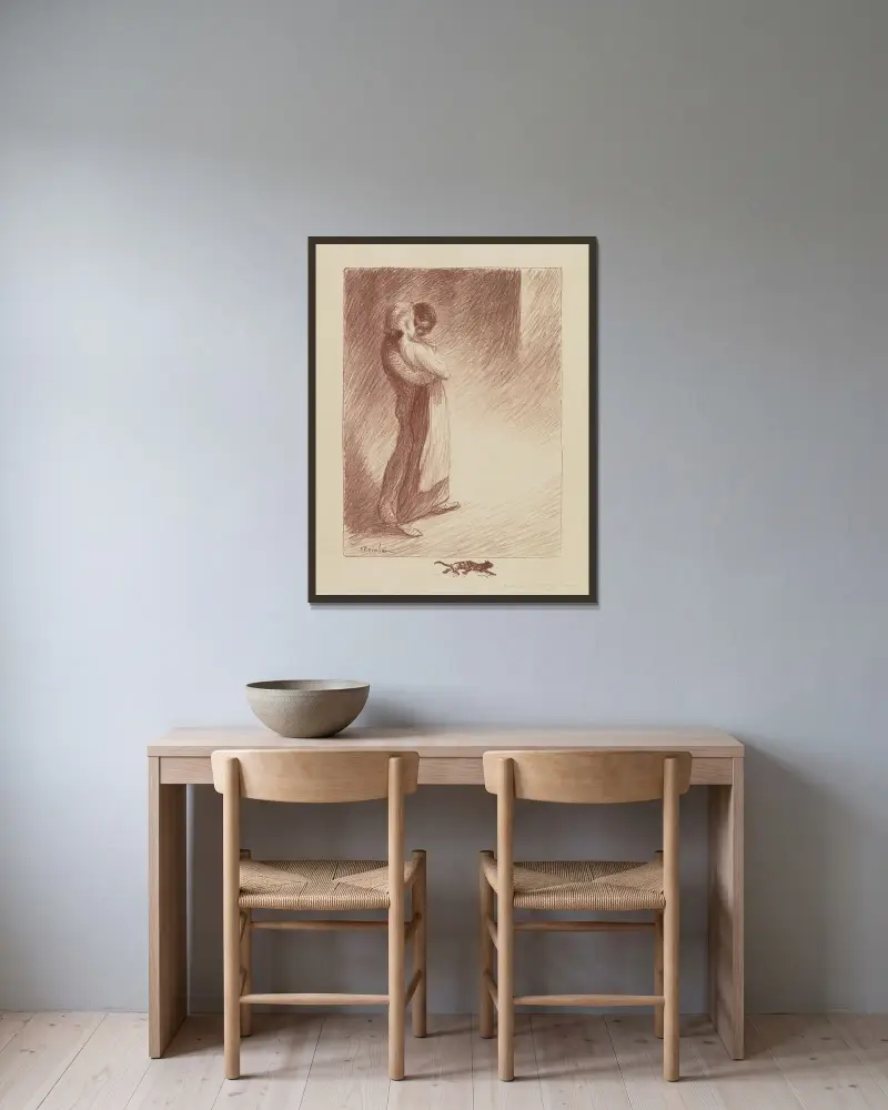 Förstadsidyll av Théophile Alexandre Steinlen inramad på en vägg