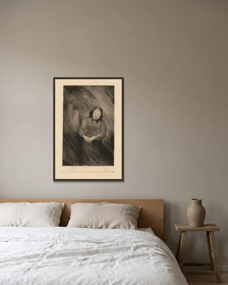 Jasante de la Vieille (Modernes bön) av Théophile Alexandre Steinlen inramad på en vägg
