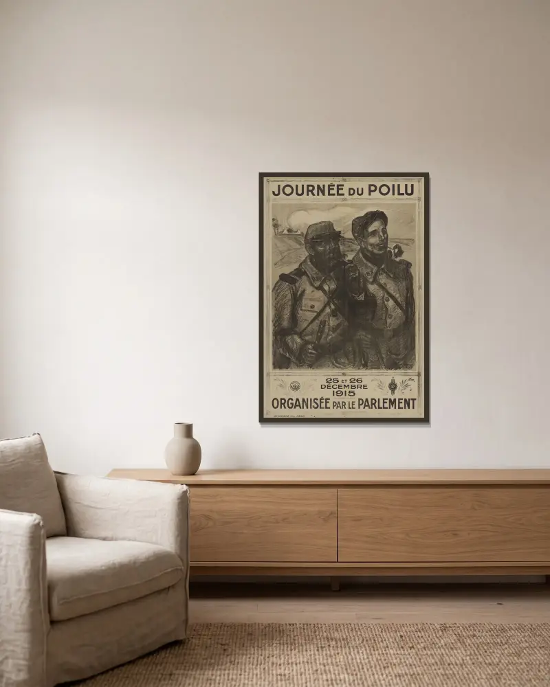 Journée du poilu 25 et 26 décembre 1915 organisée par le parlement av Théophile Alexandre Steinlen inramad på en vägg