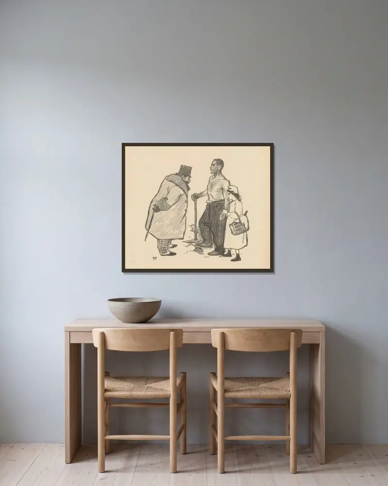 La cadette av Théophile Alexandre Steinlen inramad på en vägg
