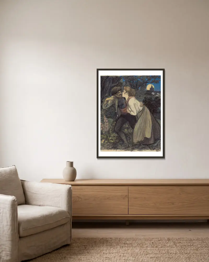La chienne au loup av Théophile Alexandre Steinlen inramad på en vägg