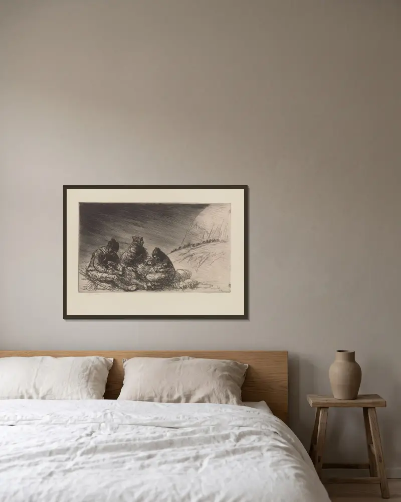 Den serbiska familjen av Théophile Alexandre Steinlen inramad på en vägg