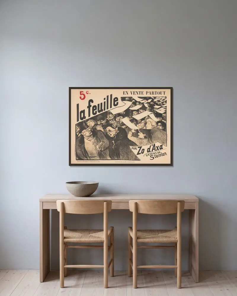 La Feuille von Zo d’Axa von Théophile Alexandre Steinlen gerahmt an einer Wand