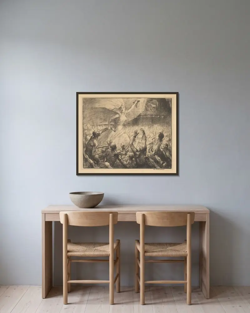 Befriaren av Théophile Alexandre Steinlen inramad på en vägg