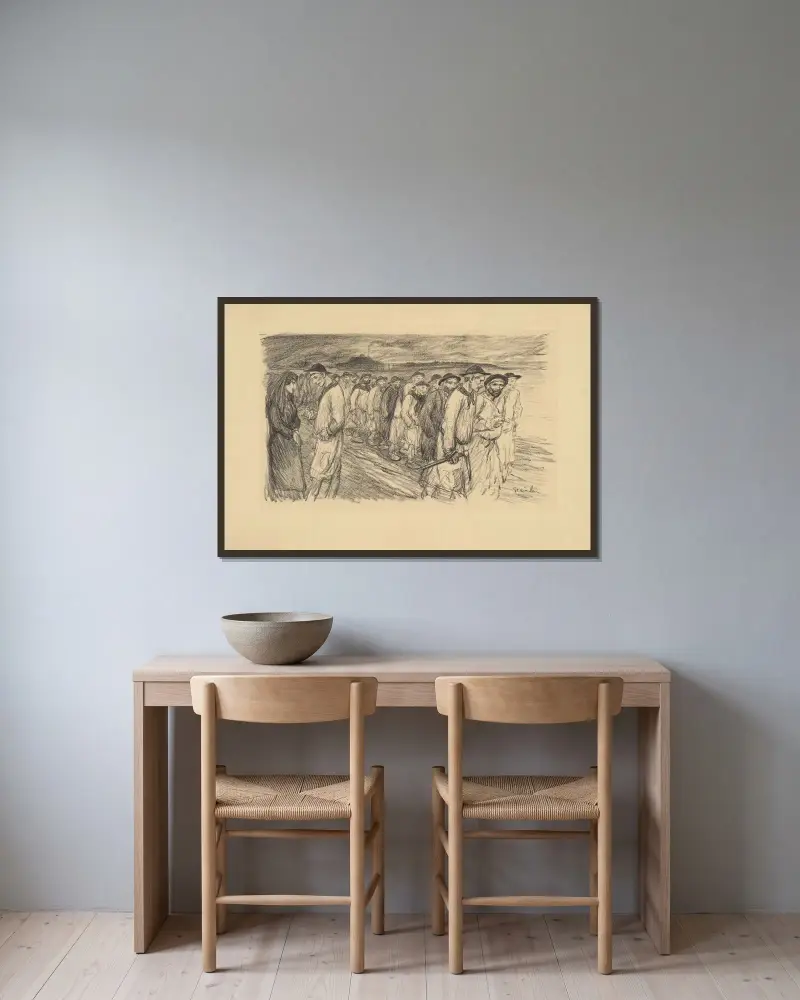 Utgången ur gruvan av Théophile Alexandre Steinlen inramad på en vägg