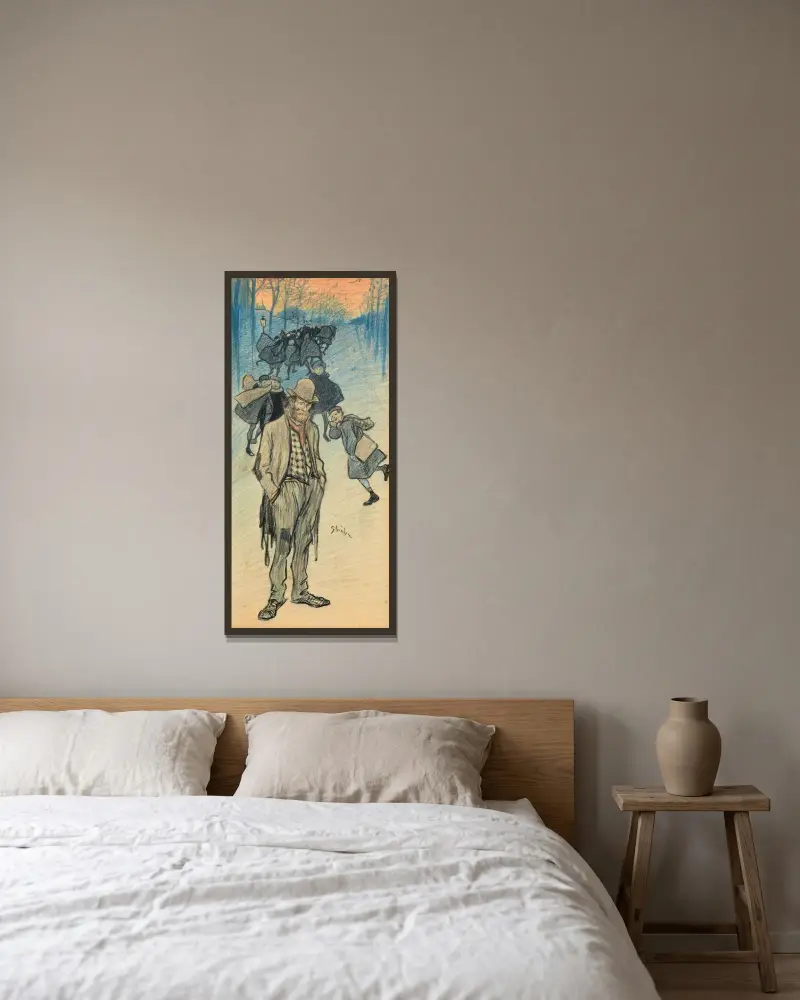 Skolans utsläpp av Théophile Alexandre Steinlen inramad på en vägg