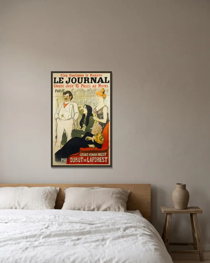 Le Journal Chaque Joue 6 Pages Au Moins Publie La Traite Des Blanches av Théophile Alexandre Steinlen inramad på en vägg