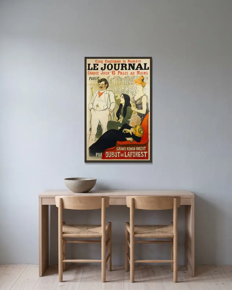 Le Journal Chaque Joue 6 Pages Au Moins Publie La Traite Des Blanches av Théophile Alexandre Steinlen inramad på en vägg