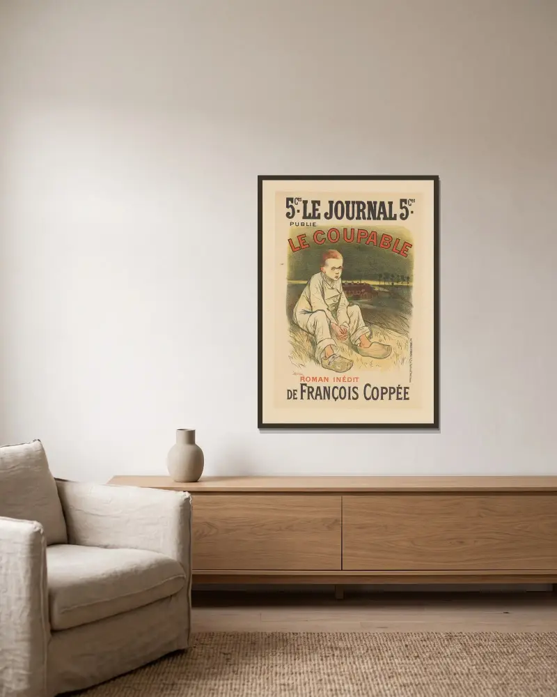 Le Journal – publie – le Coupable – Roman inédit – de François Coppée av Théophile Alexandre Steinlen inramad på en vägg