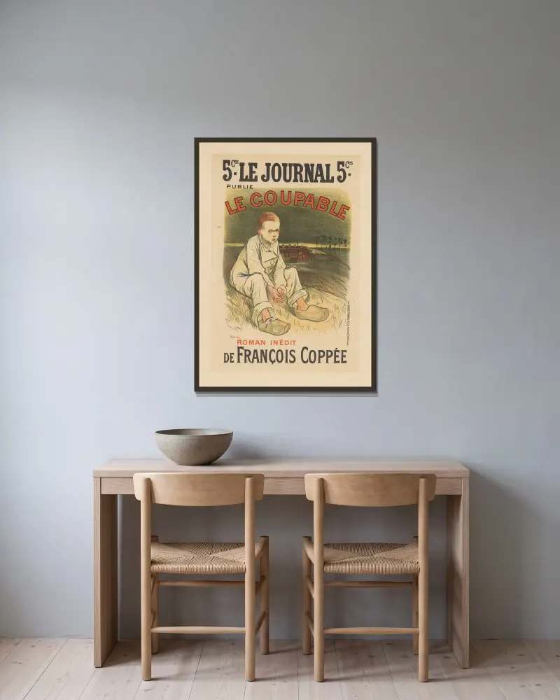 Le Journal – publie – le Coupable – Roman inédit – de François Coppée av Théophile Alexandre Steinlen inramad på en vägg