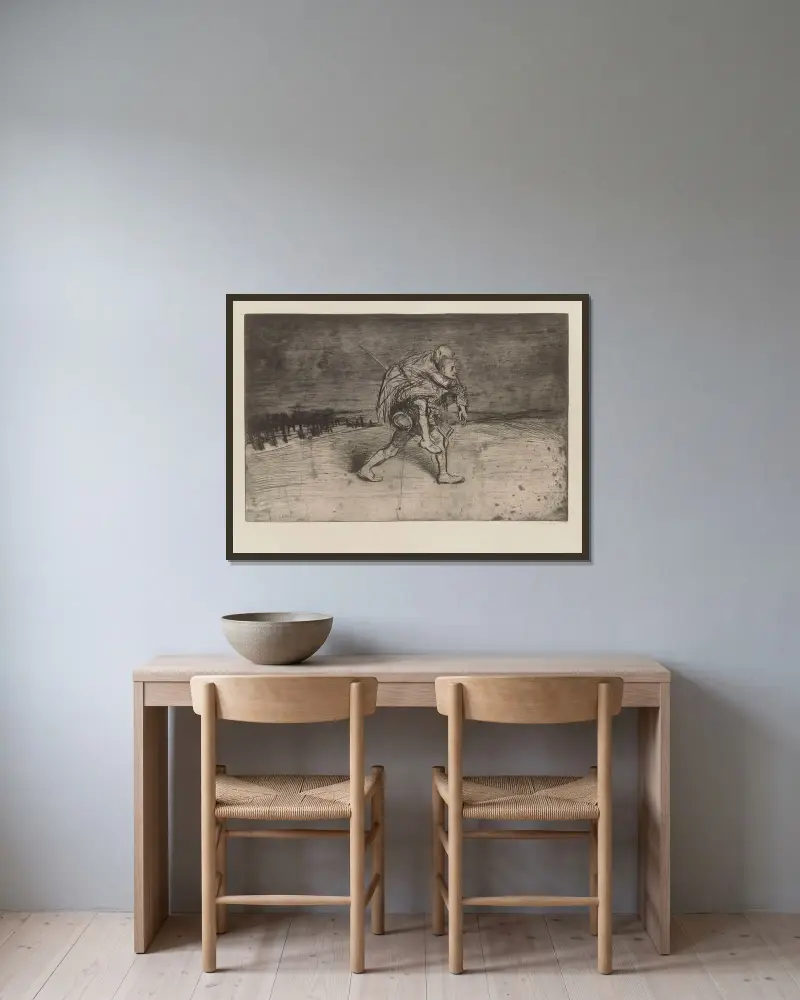 De två vännerna av Théophile Alexandre Steinlen inramad på en vägg