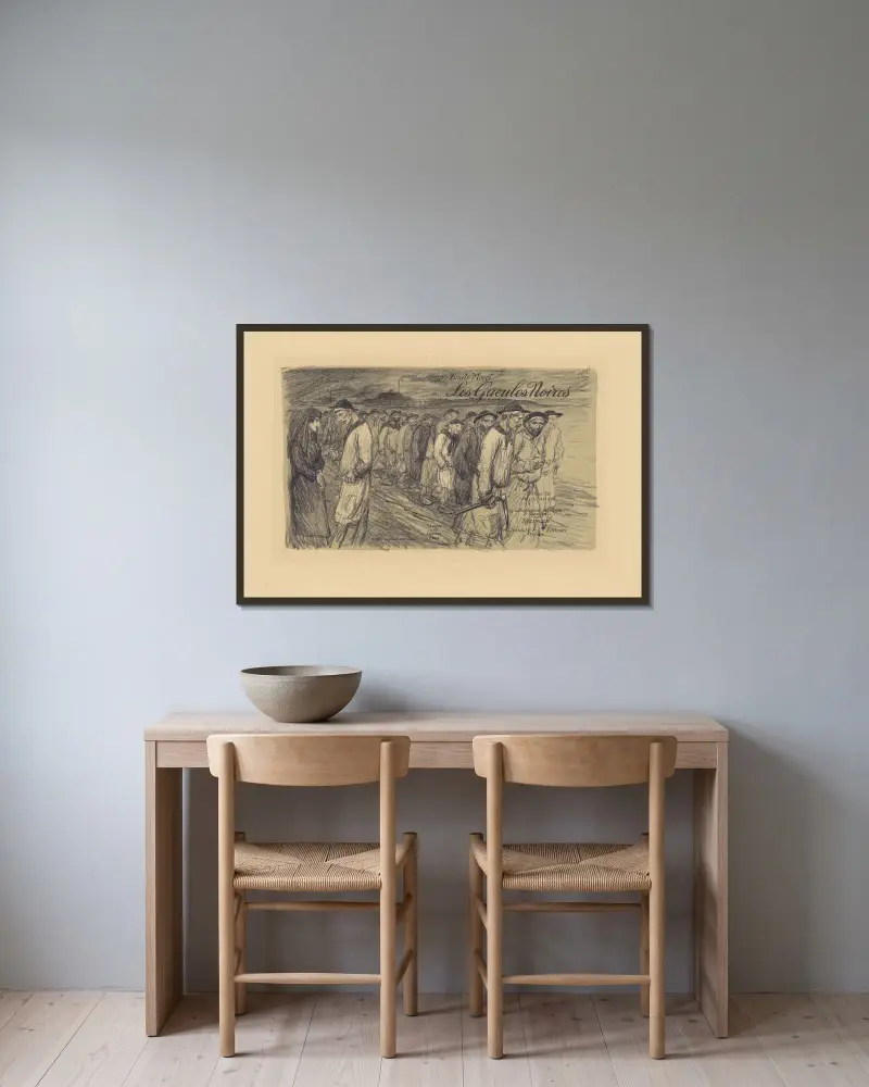 Les gueules noires av Théophile Alexandre Steinlen inramad på en vägg
