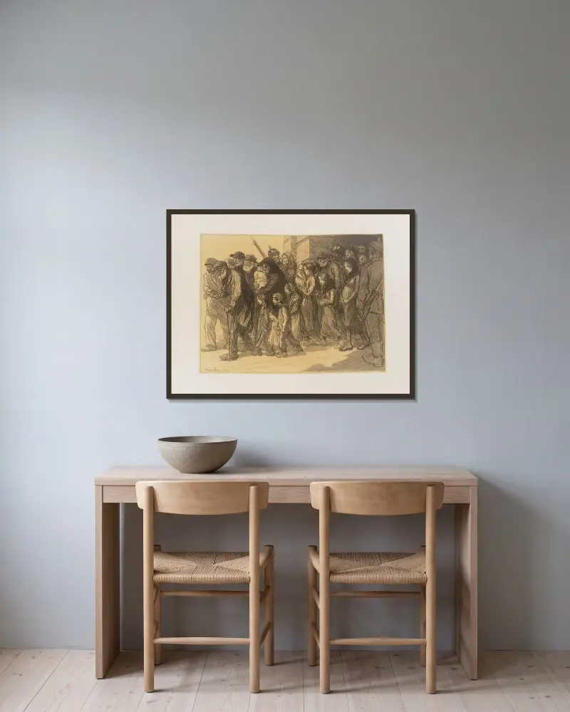 De internerade – utsläppta ur de tyska fängelserna av Théophile Alexandre Steinlen inramad på en vägg