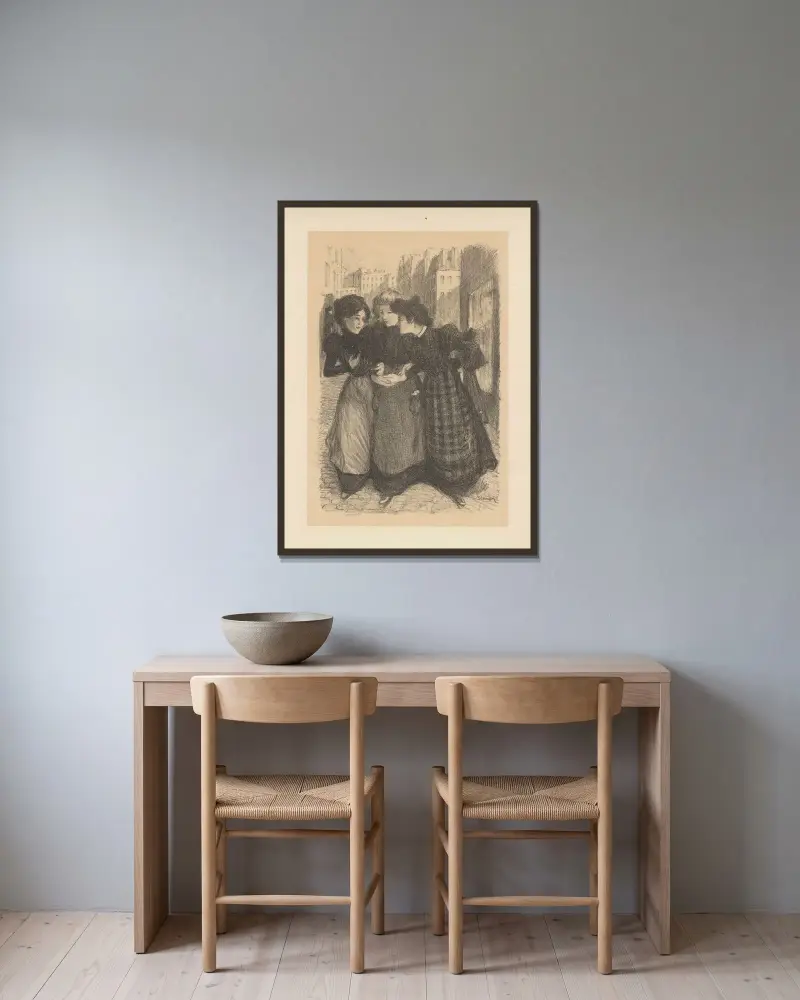 Lunchtimmen av Théophile Alexandre Steinlen inramad på en vägg