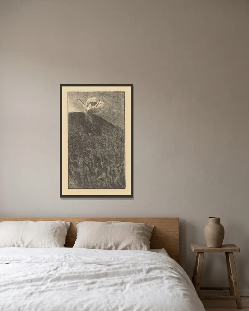 Marsch mot ljuset av Théophile Alexandre Steinlen inramad på en vägg