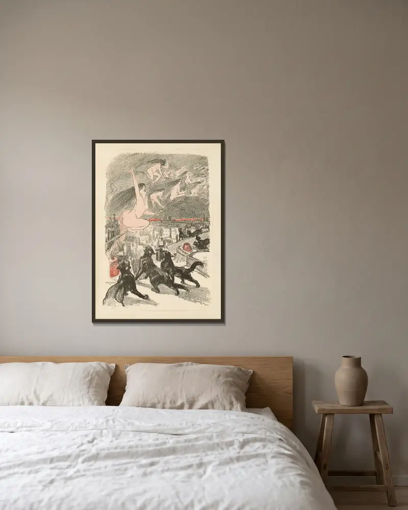Metamorfos av Théophile Alexandre Steinlen inramad på en vägg