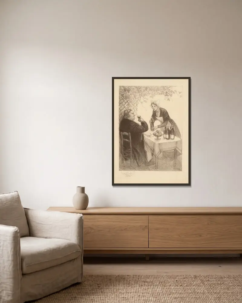 Monselet av Théophile Alexandre Steinlen inramad på en vägg