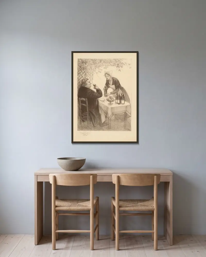 Monselet av Théophile Alexandre Steinlen inramad på en vägg