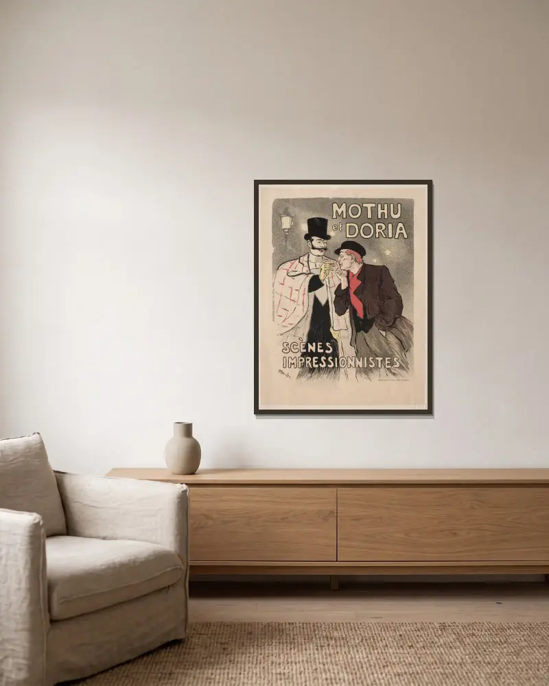 Mothu et Doria – Scènes impressionistes av Théophile Alexandre Steinlen inramad på en vägg