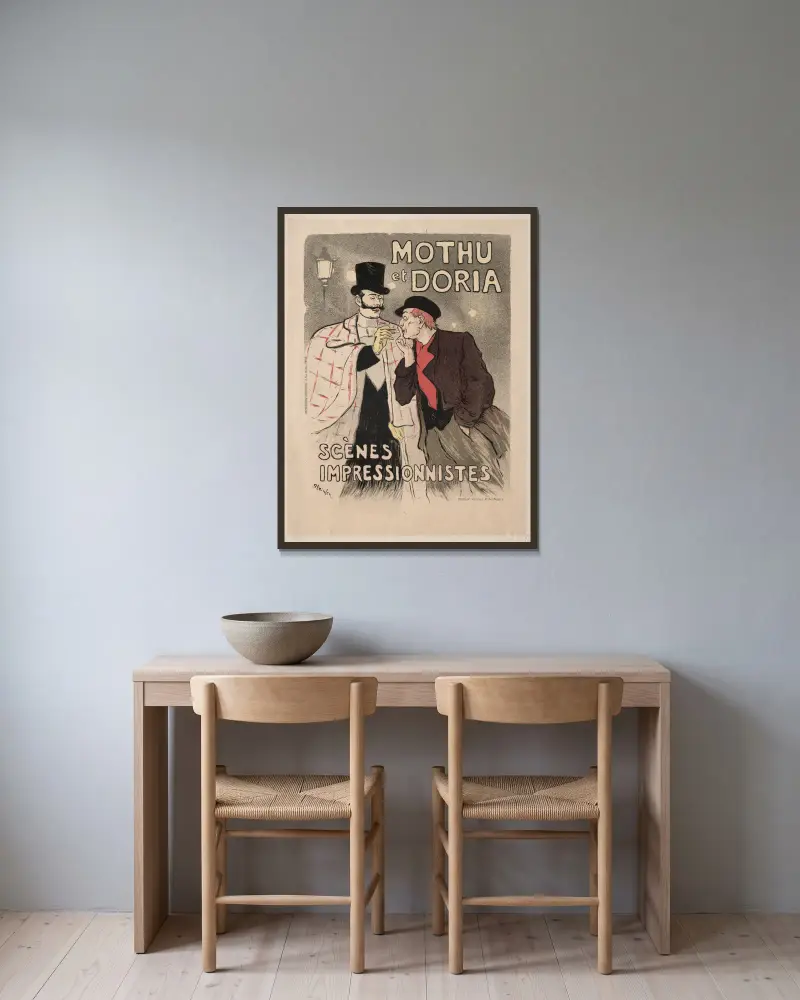 Mothu et Doria – Scènes impressionistes av Théophile Alexandre Steinlen inramad på en vägg