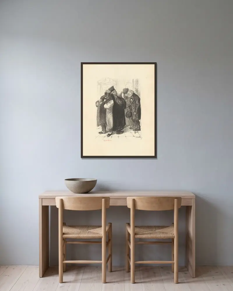 De rånas vid lagens hörn av Théophile Alexandre Steinlen inramad på en vägg