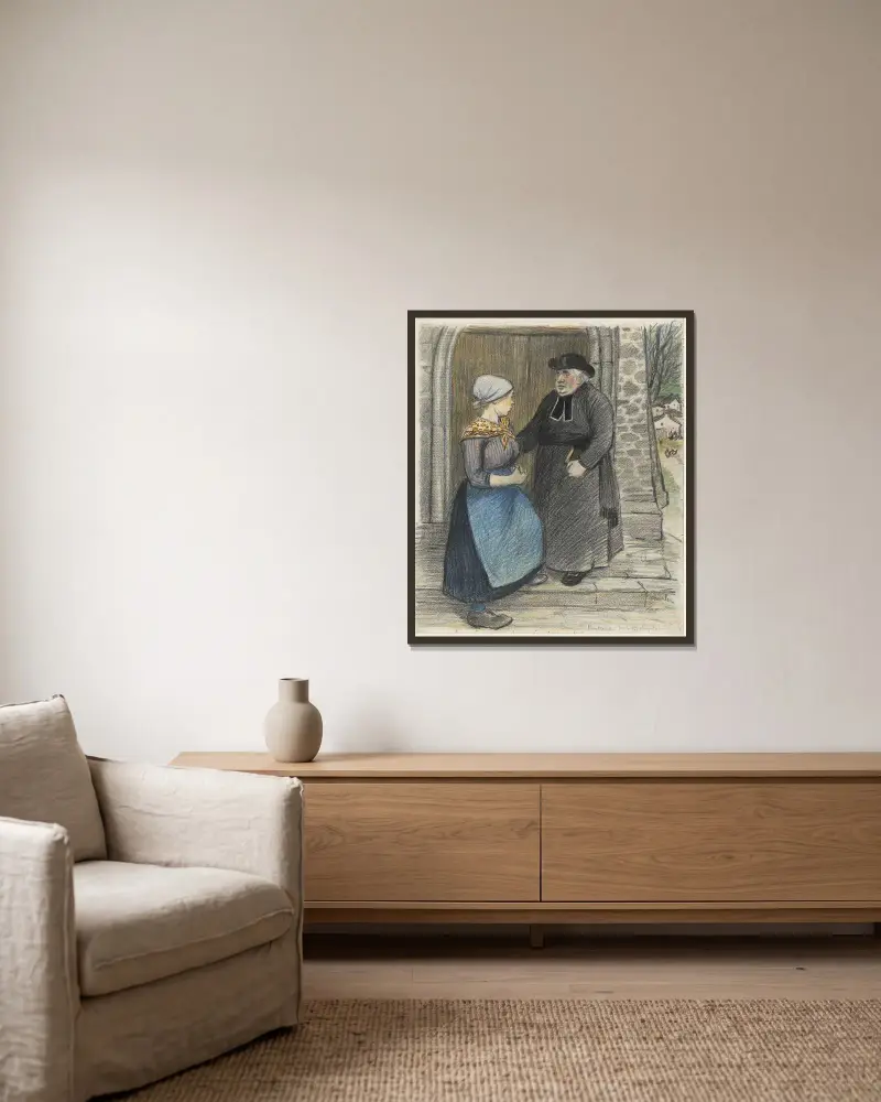 Penitence av Théophile Alexandre Steinlen inramad på en vägg