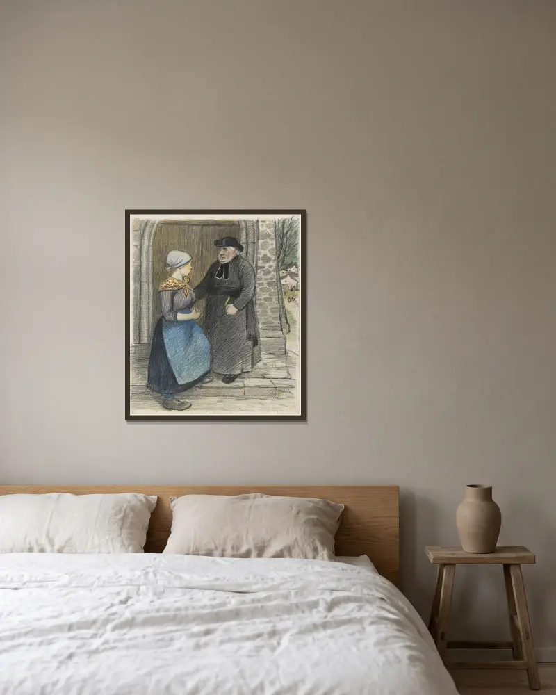 Penitence av Théophile Alexandre Steinlen inramad på en vägg