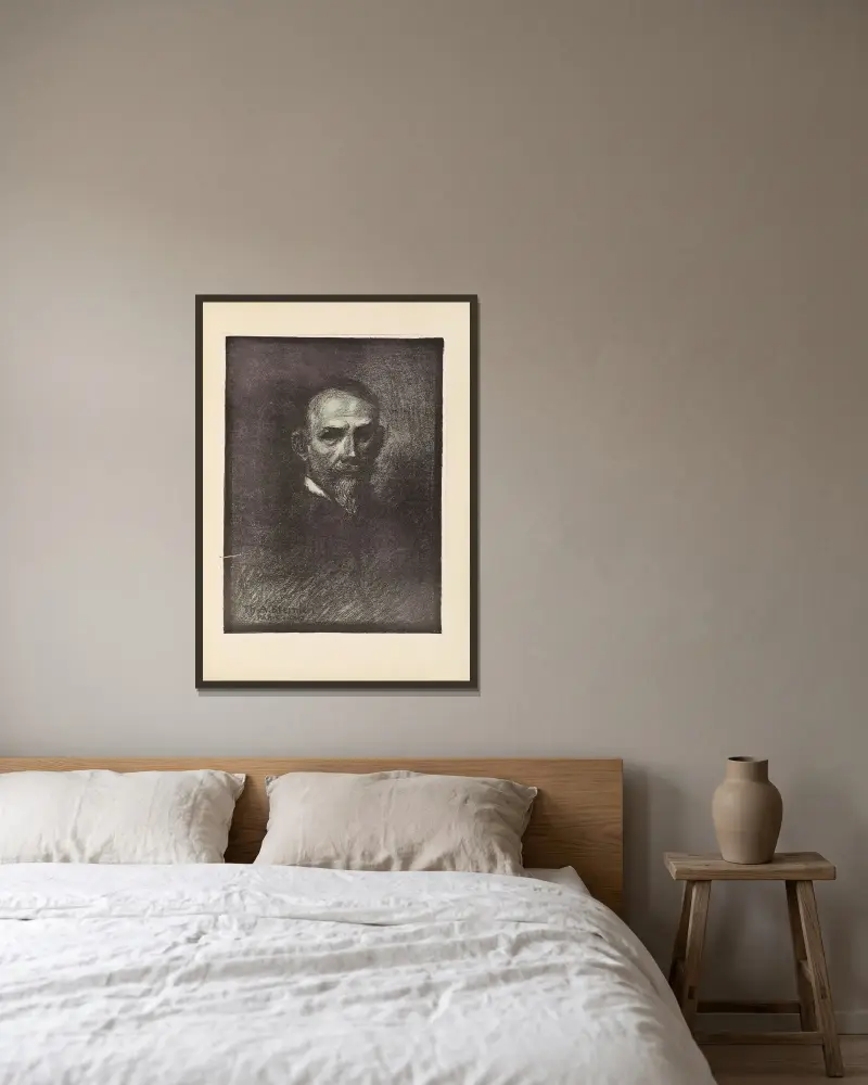Porträtt av Steinlen av Théophile Alexandre Steinlen inramad på en vägg