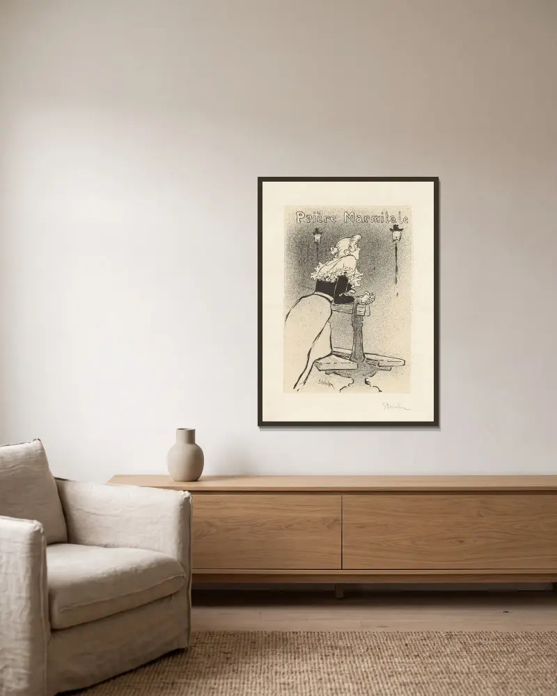 Prière Marmitale av Théophile Alexandre Steinlen inramad på en vägg