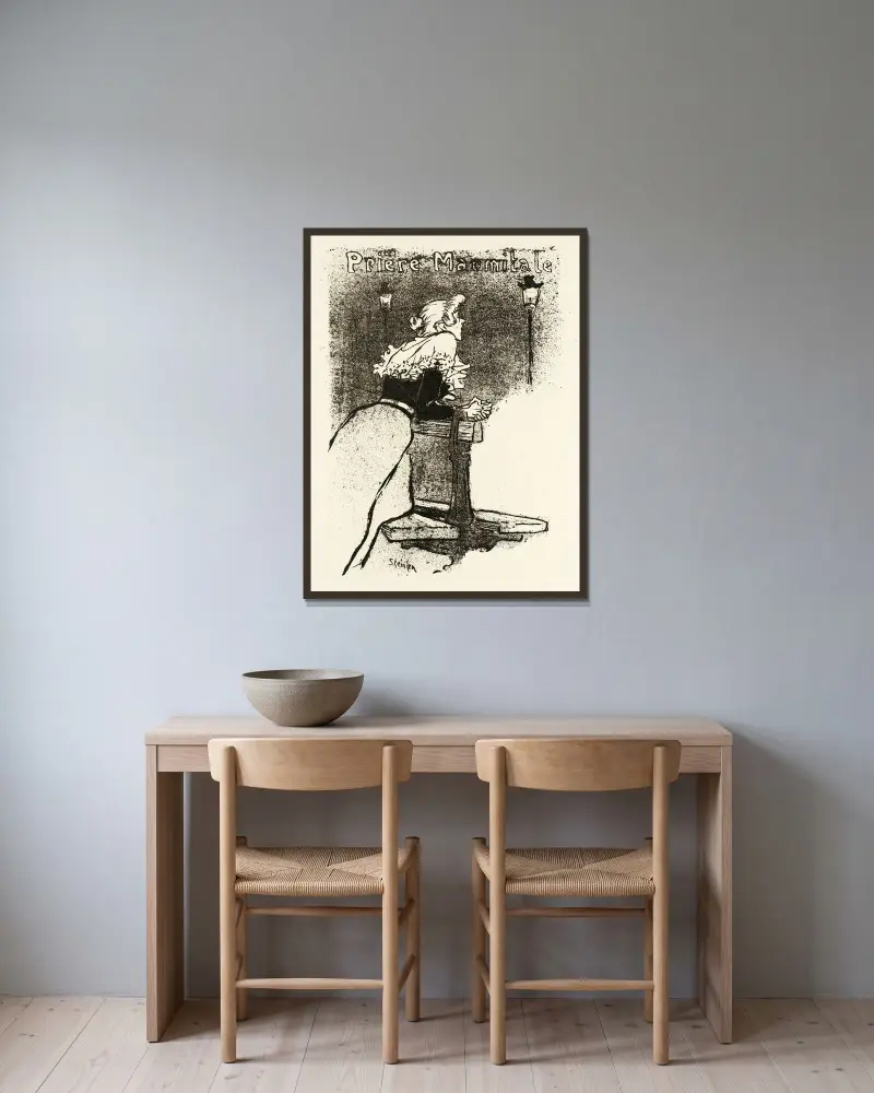 Marmitabön av Théophile Alexandre Steinlen inramad på en vägg